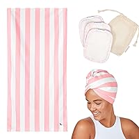 Dock & Bay Beach & Beauty Bundle - Beach Towel, Hair Wrap & Reusable Make-Up Pads - Super Absorbent, Quick Dry Towels - Ultra Soft, Washable Facecloth with Wash Bag - Malibu Pink