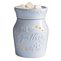 CANDLE WARMERS ETC. Illumination Fragrance Warmer- Light-Up Warmer for Warming Scented Candle Wax Melts and Tarts or to Freshen Room, White Holiday Gather