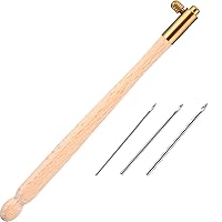 TXIN 4 Pieces Tambour Hooks with 12 Needles, Wooden Handle Embroidery  Crochet Hooks, French Beading Needle Tools for Sewing Embroidery Sequins  and