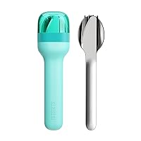 ZOKU Pocket Utensil Set, Teal - Stainless Steel Fork, Knife, and Spoon Nest in Case - Portable Design for Travel, School, Work, Picnics, Camping and Outdoor Home Use