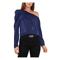 Vince Camuto Womens Elastic Neck Off-The-Shoulder Blouse Navy M