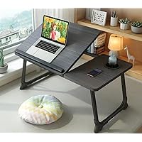 Laptop Desk for Bed Couch, Portable Lap Desk/ Stand for Laptop, Small Adjustable Foldable Bed Table for Laptop and Writing, Bed Tray Table with Cup Holder(Black)