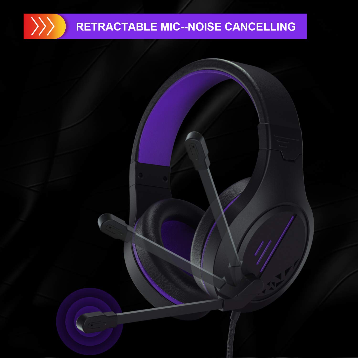 Anivia Stereo Gaming Headset for PS4, PC, Xbox One Controller, Noise Cancelling Over Ear Headphones with Mic, Soft Memory Earmuffs for Laptop/Mac/Nintendo/PS3 Games(Purple)