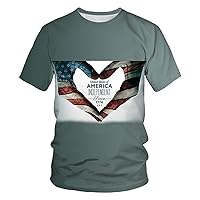 Mens Tee Long Sleeve Sleeve Casual Vintage Independence Day 3D Digital Printing T Shirt Workout Sports Mens
