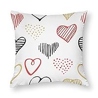 Throw Pillow Covers Romantic Love Hearts Doodle Valentines Day Smooth Soft Comfortable Polyester Pillowcase Cushion Cover with Hidden Zipper for Wedding Birthday Gift Couch Sofa Bedroom，17