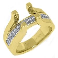 18k Yellow Gold Invisible Princess Diamond Ring Tension Semi Mount 1 Carat