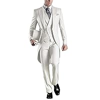 Men's 3 Pieces Tailcoat Suit Set Business Tuxedo for Men Jacket, Vest, Suit Pants