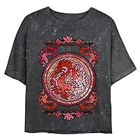 Disney Princess Mushu Stained Glass Women's Mineral Wash Short Sleeve Crop Tee