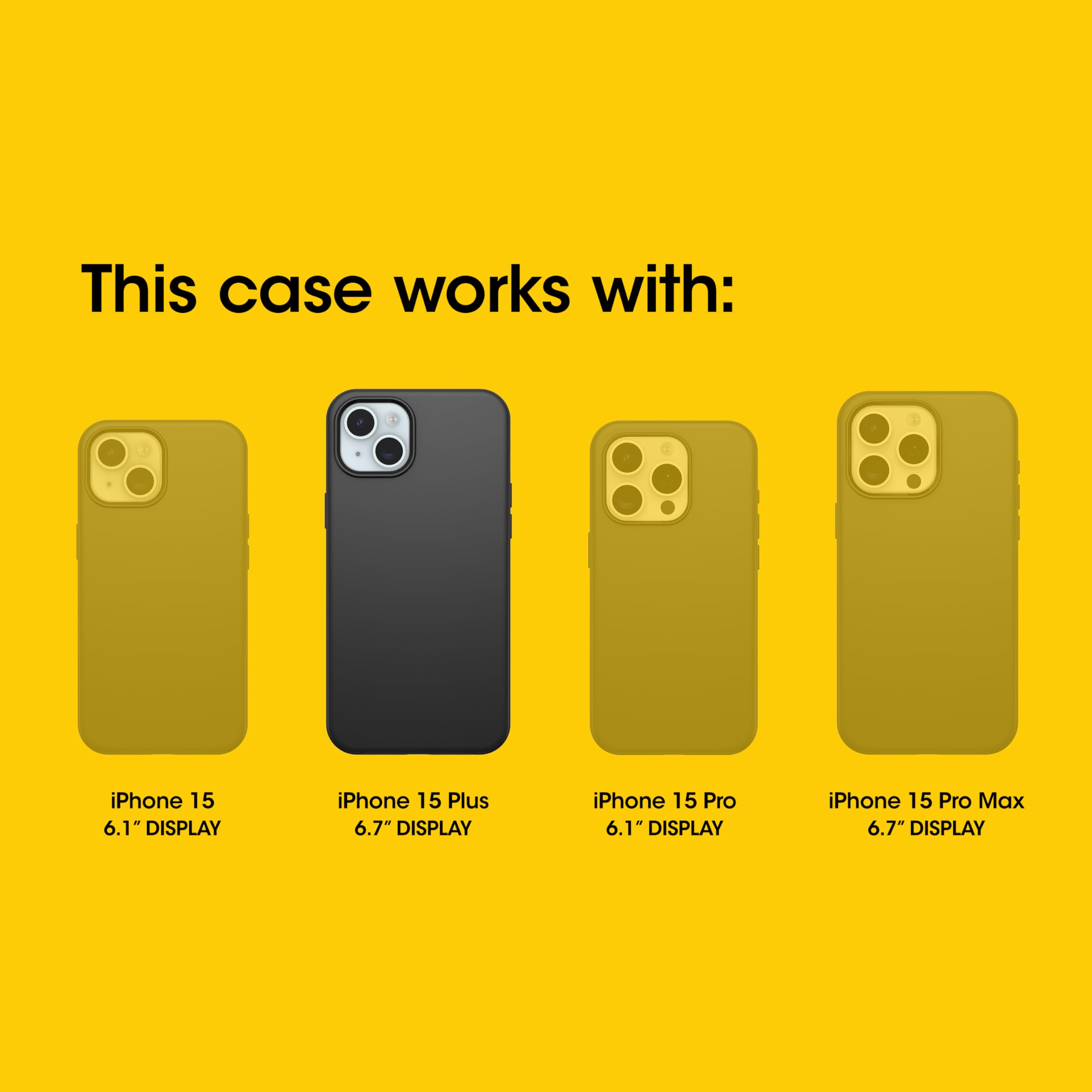 Bundle: OtterBox iPhone 15 Plus and iPhone 14 Plus Commuter Series Case - (BLACK) + PopSockets PopGrip - (BLACK), slim & tough, pocket-friendly, with port protection, PopGrip included