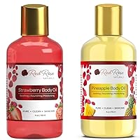 Strawberry Body Oil & Pineapple Body Oil, Birthday Gifts For Women, Body Care Set For Mom, Sister, Best Friend, Mother's Day Gift For Mom, Daughter