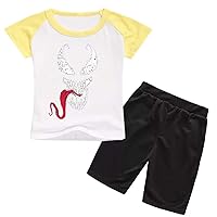 Lanberin Boys Summer Short Sleeve Graphic T-Shirt,Venom Tee Shirts and Shorts Set for Kids