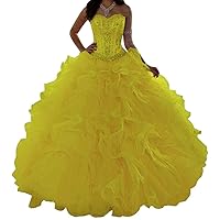 Women's Organza Sweetheart Quinceanera Dresses A line Evening Prom Dresses