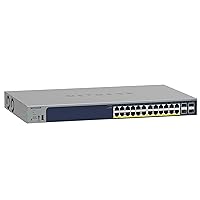NETGEAR 28-Port PoE Gigabit Ethernet Smart Switch (GS728TPP) - Managed, Optional Insight Cloud Management, 24 x PoE+ @ 380W, 4 x 1G SFP, Desktop or Rackmount, and Limited Lifetime Protection