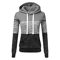 Women's Casual Color Block Hoodies Long Sleeve Tops Button Down Drawstring Pullover Sweatshirts with Pocket