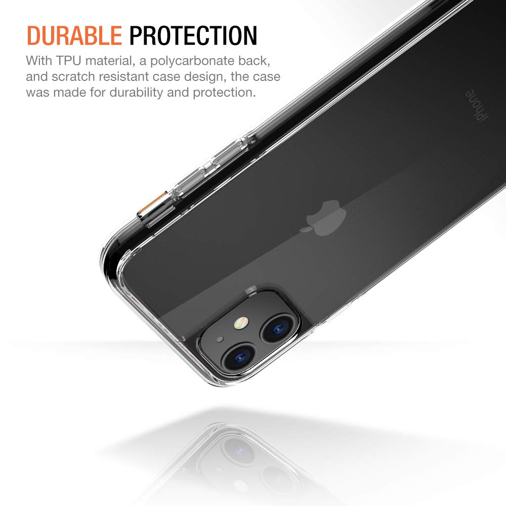 Trianium Compatible with iPhone 11 Case, Clarium Series 6.1 Inch TPU Cushion Clear Frame with Hybrid Rigid Backing Cover