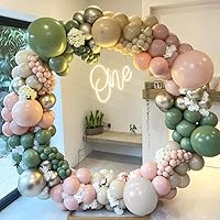 140Pcs Dusty Pink Sage Green Balloon Garland Arch Kit Mist Pink Retro Green Sand White Metallic Silver Latex balloons for Boho Baby Shower Birthday Wedding Bridal Shower Party Decorations