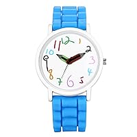 JewelryWe Time Teacher Watch Cute Analog Quartz Wristwatch Silicone Band Jelly Colorful Watches, for Men Women Boys Girls Teens, for Xmas