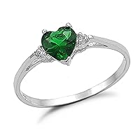 Sterling Silver Simulated Emerald Engagement Ring Sizes 3 to 12