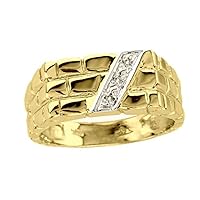 Diamond Brick Ring set in Sterling Silver or Yellow Gold Plated Silver