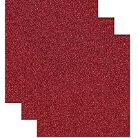 Siser Glitter Heat Transfer Vinyl HTV for T-Shirts 10 by 12 Inches (1 Foot) Sheets 3 Pack (Red)