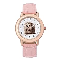 Cute Hedgehog Women's Watches Classic Quartz Watch with Leather Strap Easy to Read Wrist Watch