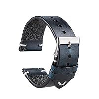 for Rox Classic watchband Italian Vintage Oil Wax Watch Band 20mm 22mm Quick Release Bracelet Genuine Leather Strap (Color : Blue, Size : 22mm)