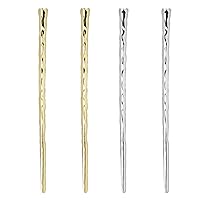 RAYNAG 4-Piece Bun Hair Sticks Metal Hair Chopsticks Charms Girl Women Hair Pin, Alloy Hair Pick, Gold and Silver