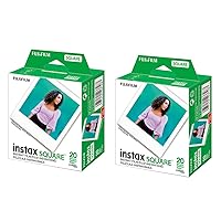 Fujifilm 2 Pack instax Square Instant Color Film, Twin Pack - 20 Exposures (40 Total), White Frame