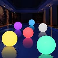 Reginary 6 Pcs Floating Pool Lights, 16 Inch LED Glowing Ball Glow in The Dark Beach Ball 16 Color Changing Light Up Pool Globe Lights Decorations for Swimming Pool Hot Tub Beach(Plain)