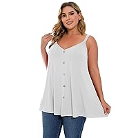 LARACE Plus Size Tank Tops for Womens V Neck T Shirts Casual Sleeveless Tops and Blouses Cute Clothes Loose Fit Tunics(White 5X)
