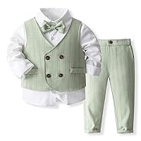 IBTOM CASTLE Baptism Christening Outfit for Baby Boys Formal Suit Bowtie Romper Vest Shorts Wedding Tuxedo Gentleman Set