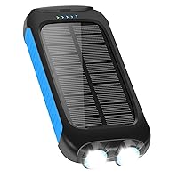 Solar Power Bank Portable Charger 38800mAh Solar Charger Battery Pack with DC5V/3.1A USB C Fast Charge Compatible with iPhone Samsung iPad Dual LED Bright Flashlight Perfect for Camping