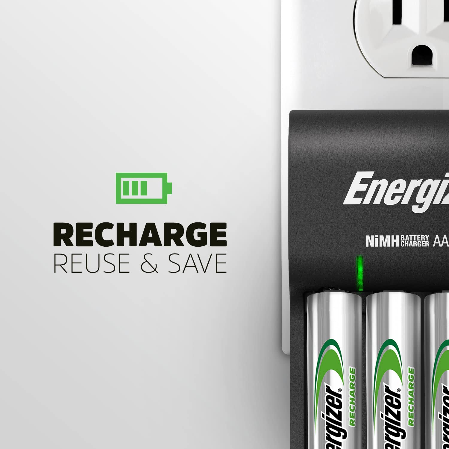 Energizer Recharge, Basic Charger for Rechargeable Batteries, 1 Count