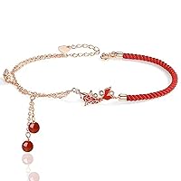 Koi Fish Red Silver Bracelets for Women Trendy Anklet Cute Mens Friendship Teen Girl Gifts Bead Preppy Dainty Couples Pulseras Para Mujer Waterproof