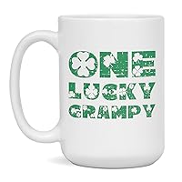 Jaynom St Patrick's Day One Lucky Grampy Irish Ceramic Coffee Mug, 15-Ounce White