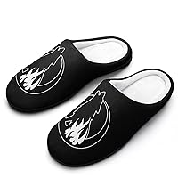 Howling Wolf Men's Home Slippers Warm House Shoes Anti-Skid Rubber Sole for Home Spa Travel