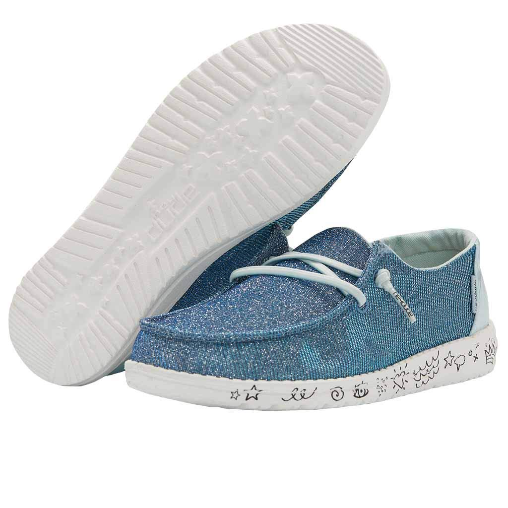 Hey Dude Girl's Wendy Youth Linen Grey Multiple | Girl’s Shoes | Girl’s Lace Up Loafers | Comfortable & Light-Weight