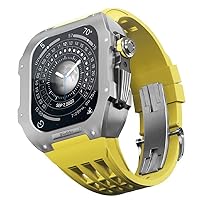 NIBYQ Watch Modification Kit, Luxury Watch Band Set for Apple Watch 8 Ultra 45mm Luxury Viton Bracelet Titanium Case for iWatch 7 8 45mm Upgrade Modification