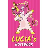 Lucia's Notebook: Cute Unicorn Personalized Journal For Lucia