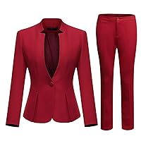 YUNCLOS Women's Business Office 1 Button Blazer Jacket and Pants Suit Set