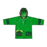 Green Frog PU All-Weather Raincoat for Boys With Fun Frog Mouth Pocket