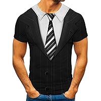 Funny 3D Tuxedo Print Shirts for Men Short Sleeve Humor Graphic Tee Shirts Slim Fit Crewneck Fashion Cosplay Shirts M-4XL