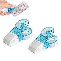 Portable Pill Taker Remover,2PCS Tablets Pills Blister Pack Opener Assistance Tool, Pill Dispenser No Contact Easy to Take Out Pills Tool,Medication Dispenser for The Elderly, Disabled, Individuals