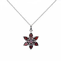 925 Sterling Silver Garnet Gemstone Pendant | Hallmarked Jewellery | Handmade Gifts For Girls, Women