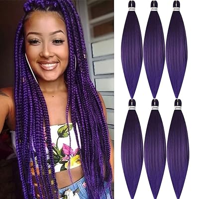 MSBELLE Braiding Hair Pre Stretched 100g/pack Purple Braiding Hair Supplies Hot Water Setting Ombre Braiding Hair(26 inch, Purple)