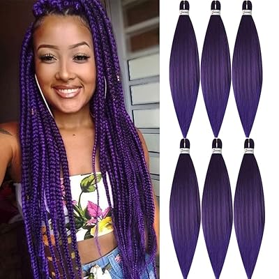 MSBELLE Braiding Hair Pre Stretched 100g/pack Purple Braiding Hair Supplies Hot Water Setting Ombre Braiding Hair(26 inch, Purple)