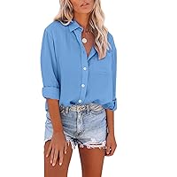 Tops for Women, Women’s Puff Sleeves Tops Crew Neck Short Sleeves Solid Color Casual Shirts Blouses Workout Tops