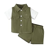 Clothes for Boys Baby Boy Clothes Set Short Sleeve Bow Tie Design for Daily Going Play Birthday (Green, 9-12 Months)