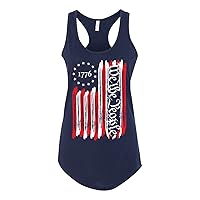 Womens We The People Betsy Ross Flag 13 Stars USA Patriotic Racerback Tank Top