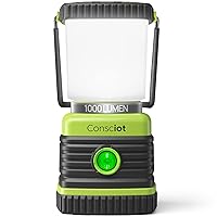 LED Camping Lantern, Consciot Battery Powered LED Lantern Flashlight, 1000LM, 4 Light Modes, IPX4 Waterproof, Survival Kits for Indoor Outdoor, Emergency Light for Home Power Outages, Hurricane, Storm